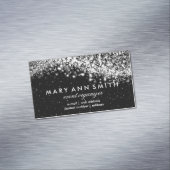 Elegant Professional Silver Sparging Wave Black Visitekaartje Magneet (Voorbeeld)