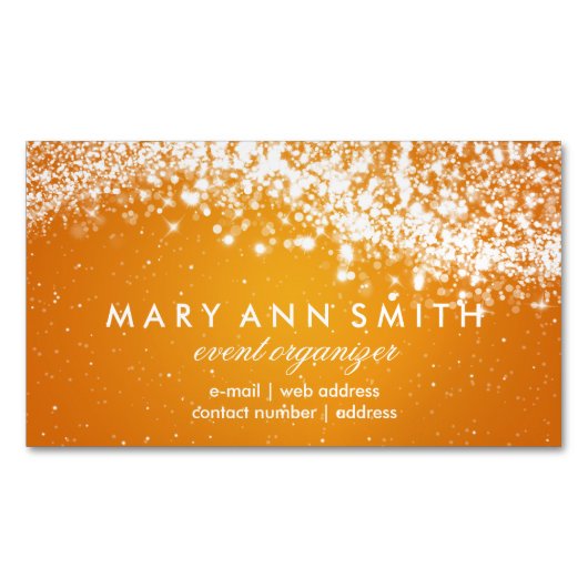 Elegant Professional Silver Sparging Wave Oranje Magnetisch Visitekaartje (Voorkant)