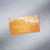 Elegant Professional Silver Sparging Wave Oranje Magnetisch Visitekaartje (Voorbeeld)