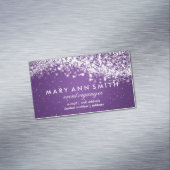Elegant Professional Silver Sparging Wave Paars Visitekaartje Magneet (Voorbeeld)
