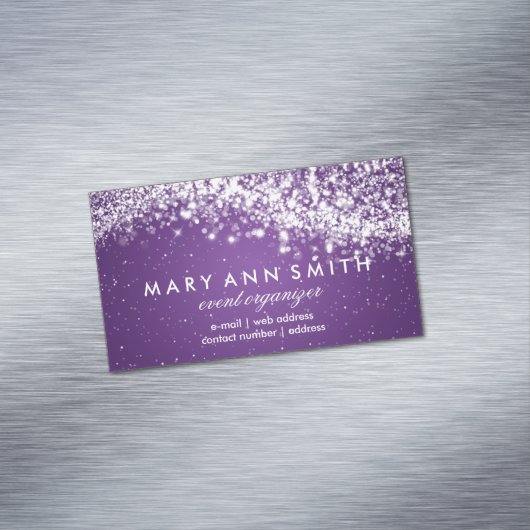 Elegant Professional Silver Sparging Wave Paars Visitekaartje Magneet (Voorbeeld)