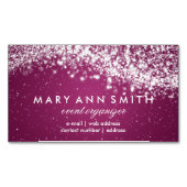 Elegant Professional Silver Sparging Wave Pink Magnetisch Visitekaartje (Voorkant)