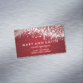 Elegant Professional Silver Sparging Wave Red Visitekaartje Magneet (Voorbeeld)