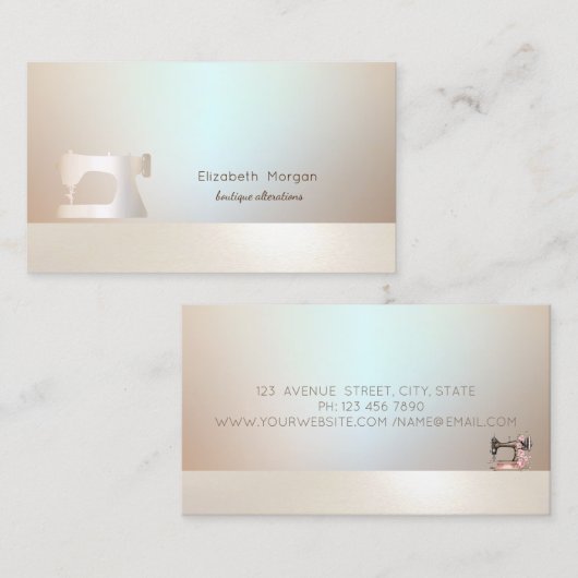 Elegant Professional Simple Gold Sewing Machine Visitekaartje (Voorkant / Achterkant)