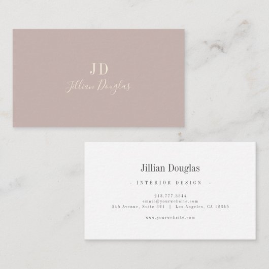 Elegant Professional Simple Monogram Calligrafie Visitekaartje (Voorkant / Achterkant)