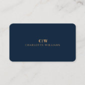 Elegant Professional Simple Monogram Gold Navy Visitekaartje (Voorkant)