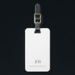 Elegant Professional Simple Monogram Minimalist Bagagelabel<br><div class="desc">Moderne elegante bagagelabel met uw monogram in een opschaalbare typografische lay-out. Professionele en eenvoudige aanpassing.</div>