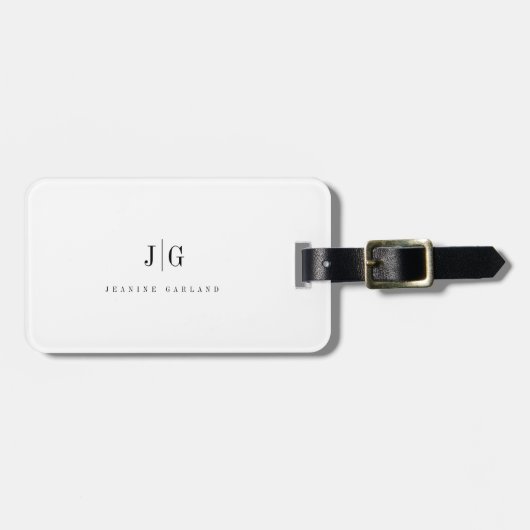 Elegant Professional Simple Monogram Minimalist Bagagelabel (Voorkant horizontaal)