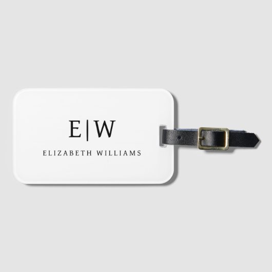 Elegant Professional Simple Monogram Minimalist Bagagelabel (Voorkant (horizontaal))