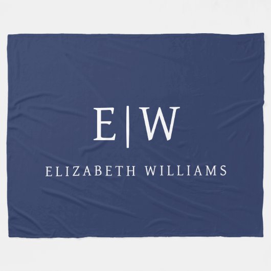 Elegant Professional Simple Monogram Minimalist Fleece Deken (Voorkant (Horizontaal))