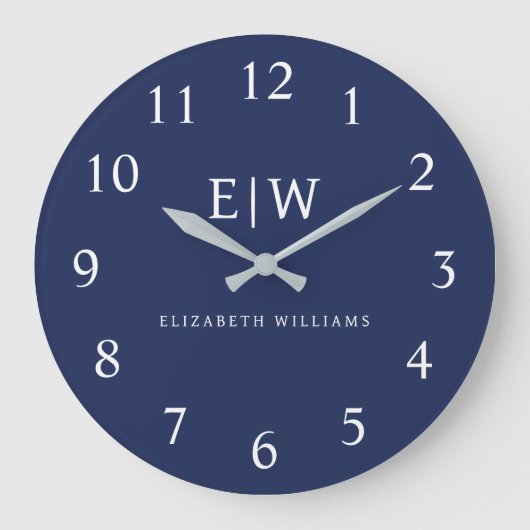 Elegant Professional Simple Monogram Minimalist Grote Klok (Voorkant)