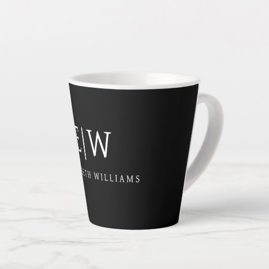 Elegant Professional Simple Monogram Minimalist Latte Mok (Rechterhoek)