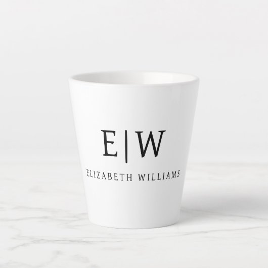 Elegant Professional Simple Monogram Minimalist Latte Mok (Voorkant)