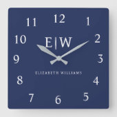Elegant Professional Simple Monogram Minimalist Vierkante Klok
