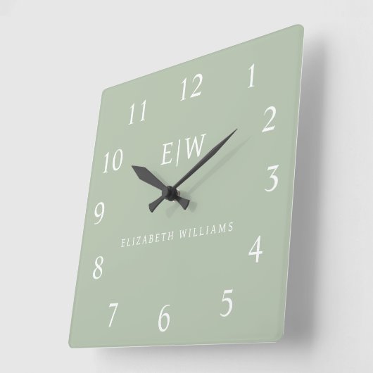 Elegant Professional Simple Monogram Minimalist Vierkante Klok (Hoek)
