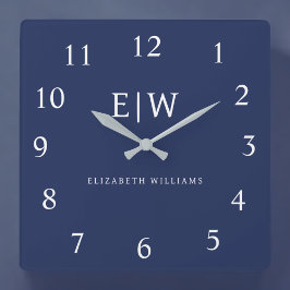 Elegant Professional Simple Monogram Minimalist Vierkante Klok