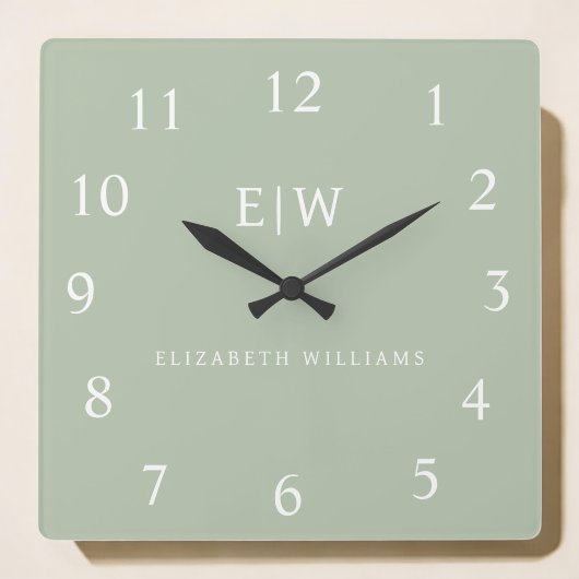 Elegant Professional Simple Monogram Minimalist Vierkante Klok