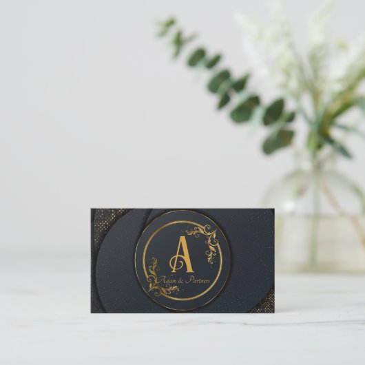 Elegant Professional Simple Monogram Minimalist Visitekaartje (Staand voorkant)