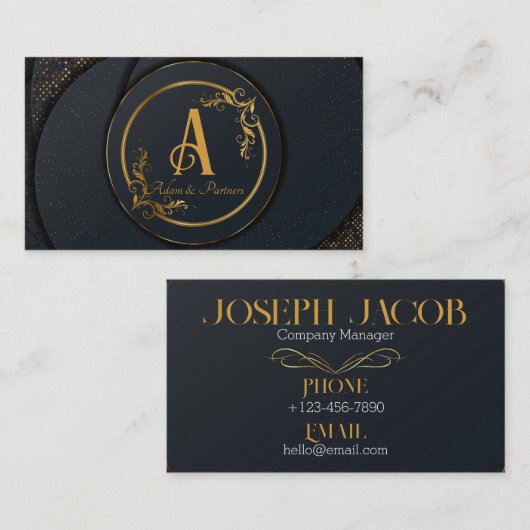 Elegant Professional Simple Monogram Minimalist Visitekaartje (Voorkant / Achterkant)