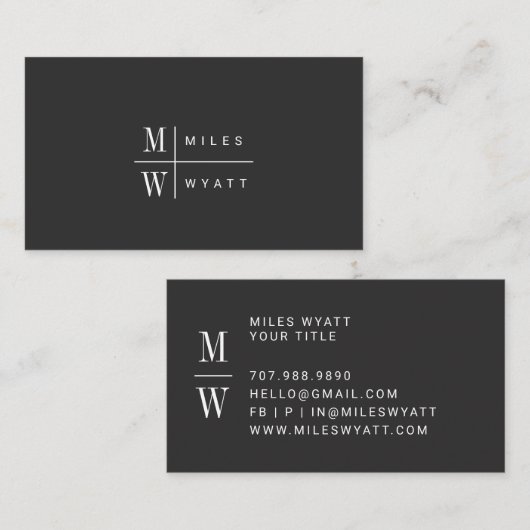 Elegant Professional Simple Monogram Minimalist Visitekaartje (Voorkant / Achterkant)