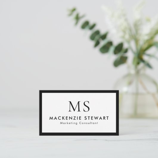 Elegant Professional Simple Monogram Minimalist Visitekaartje (Staand voorkant)