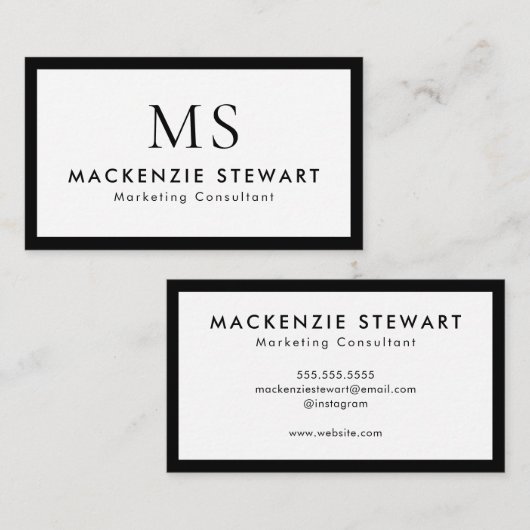 Elegant Professional Simple Monogram Minimalist Visitekaartje (Voorkant / Achterkant)