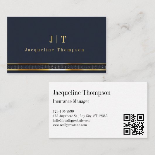 Elegant Professional Simple Monogram Minimalist Visitekaartje (Voorkant / Achterkant)