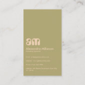 Elegant Professional Simple Monogram Minimalist Visitekaartje (Achterkant)