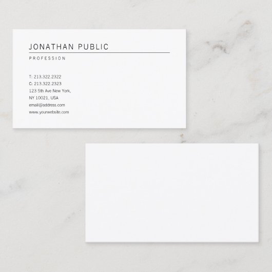 Elegant Professional Simple White Sjabloon Moderne Visitekaartje (Voorkant / Achterkant)