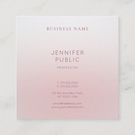 Elegant Professional Sjabloon Modern minimalistisc Vierkante Visitekaartje (Achterkant)