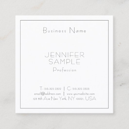 Elegant Professional Square Luxury Moderne Sjabloo Vierkante Visitekaartje (Voorkant)