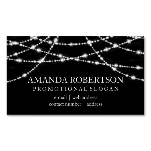 Elegant Professional String Lights Black Magnetisch Visitekaartje (Voorkant)