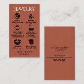 Elegant Professional Terracotta Boho Jewelry Care Visitekaartje (Voorkant / Achterkant)
