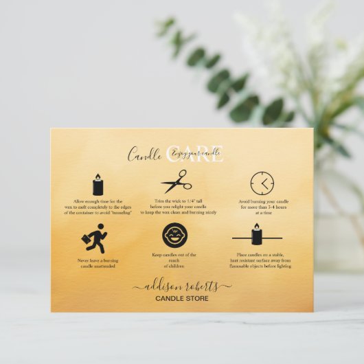 Elegant Professional Terracotta Candle Care Bedankkaart (Staand voorkant)