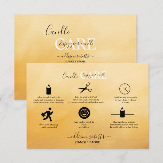 Elegant Professional Terracotta Candle Care Bedankkaart (Voorkant / Achterkant)
