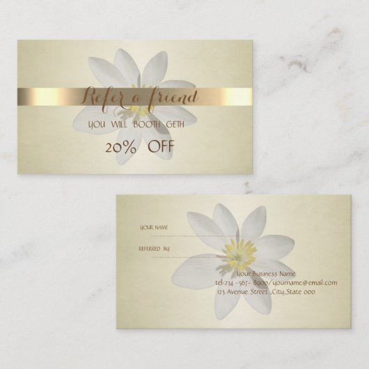 Elegant Professional, White Daisy Reference Kaart (Voorkant / Achterkant)