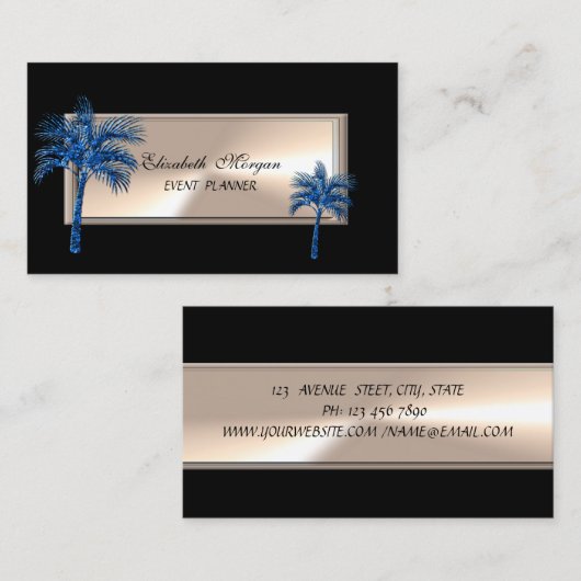 Elegant Professional, zwart, glitter Palm Tree Visitekaartje (Voorkant / Achterkant)
