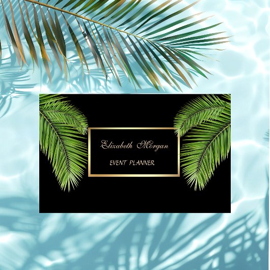 Elegant Professional, zwart, Lijst, palmboom Visitekaartje