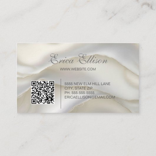 Elegant Professioneel Bedrijf QR Code Parel Visitekaartje (Achterkant)