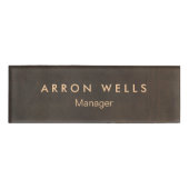 Elegant professioneel bruin naambadge (Voorkant)