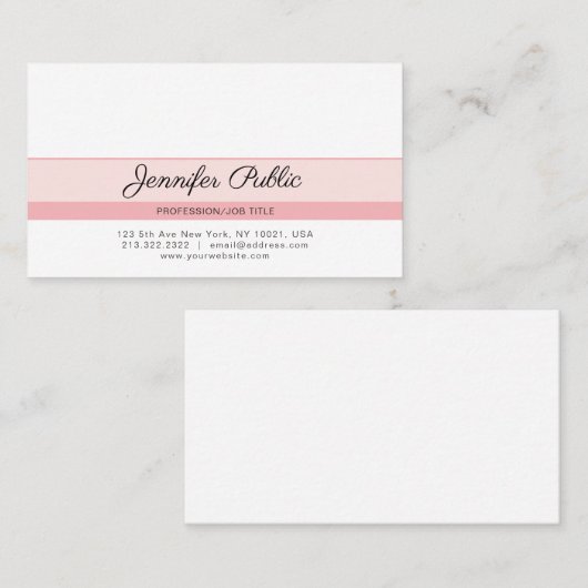 Elegant professioneel creatief design roze modern visitekaartje (Voorkant / Achterkant)