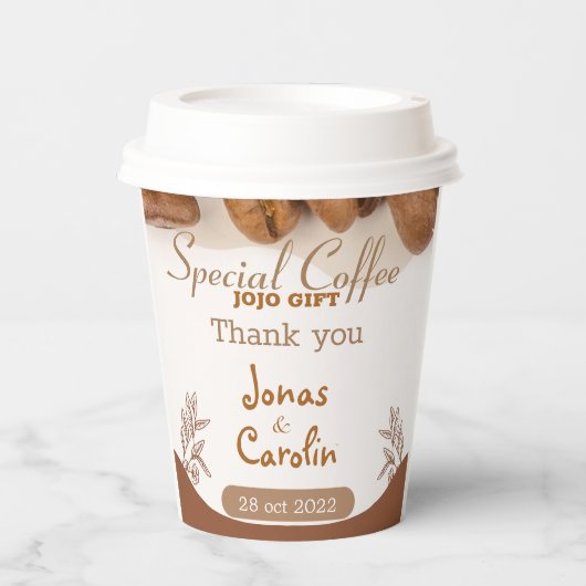 Elegant professioneel design koffie voor bruiloft papieren bekers (Voorkant)