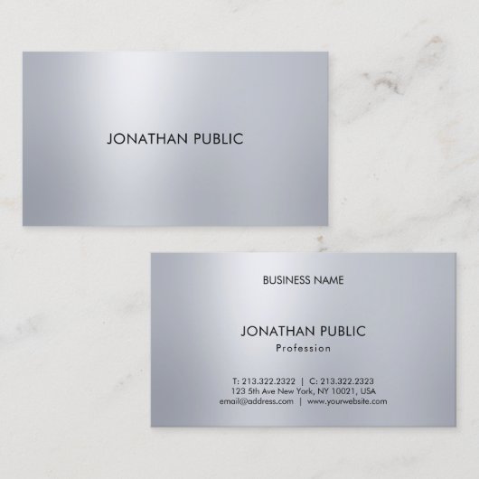 Elegant professioneel design, zilver, modern boven visitekaartje (Voorkant / Achterkant)