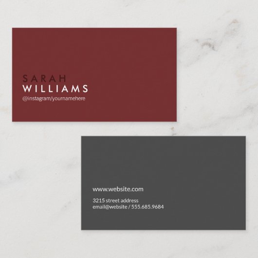 Elegant  Professioneel Diep Rood Grijs Visitekaartje (Voorkant / Achterkant)
