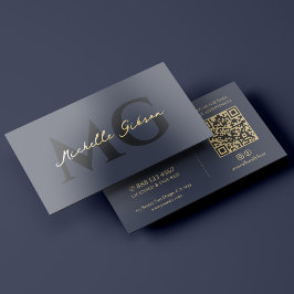 Elegant Professioneel Donker Navy Monogram Goud