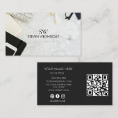 Elegant Professioneel Eenvoudig Monogram Minimalis Visitekaartje (Voorkant / Achterkant)