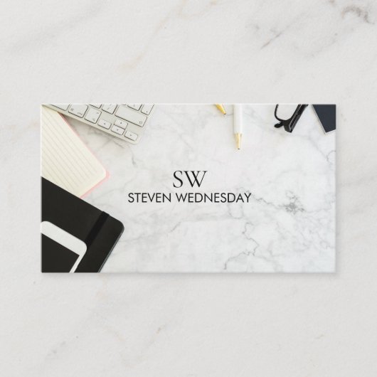 Elegant Professioneel Eenvoudig Monogram Minimalis Visitekaartje (Voorkant)