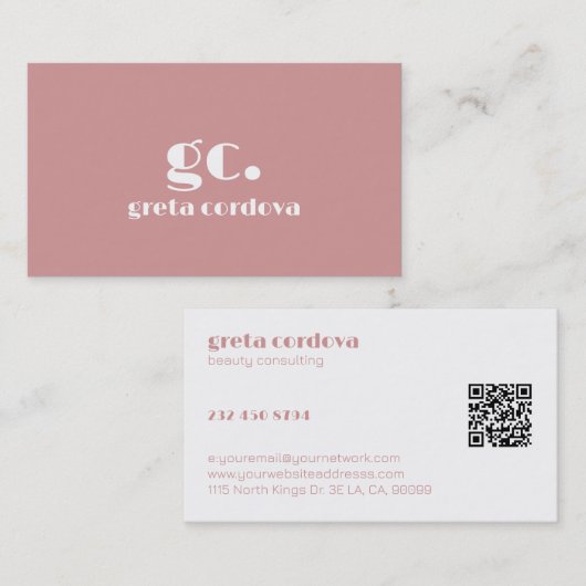 Elegant Professioneel Eenvoudig Monogram Minimalis Visitekaartje (Voorkant / Achterkant)