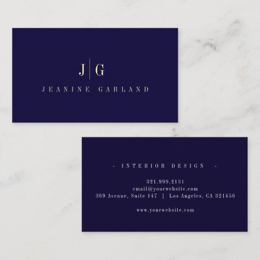 Elegant Professioneel Eenvoudig Monogram Minimalis Visitekaartje (Voorkant / Achterkant)