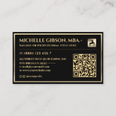 Elegant Professioneel Faux Gold Lijst Zwart Modern Visitekaartje (Achterkant)